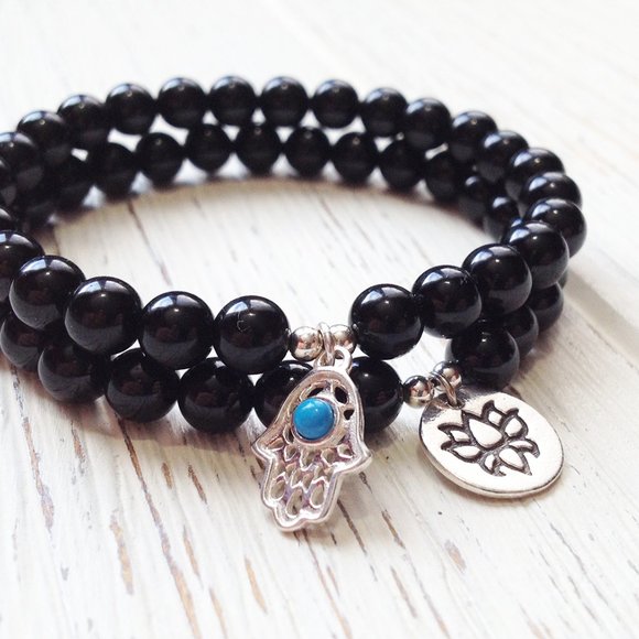 2 NEW Sterling Silver Charms Black Onyx Bracelets - Picture 3 of 3